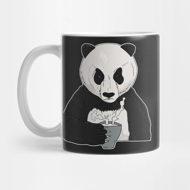 Grumpy Panda Bear with Coffee Morning Grouch by Mesyo